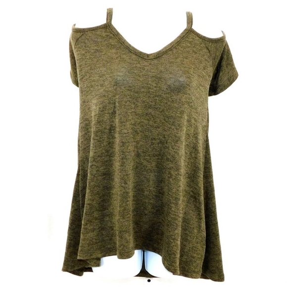 Embrace of LA Cold Shoulder Olive Green Tunic - Picture 1 of 6